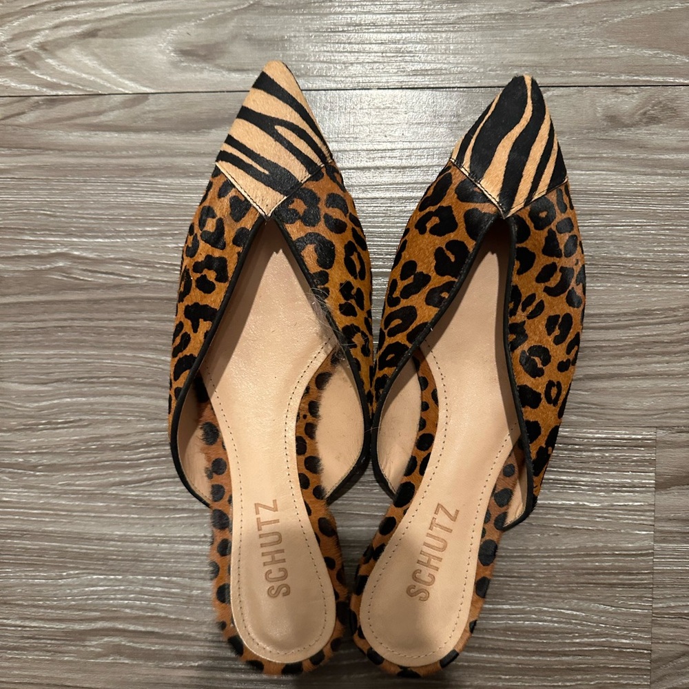 SCHUTZ Leopard and Zebra Print Flats